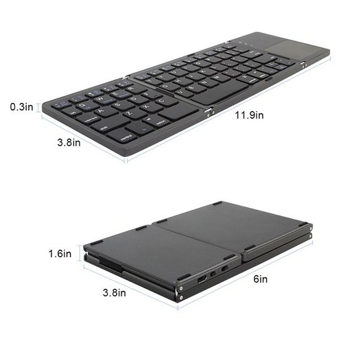 Portable Triple Folding Bluetooth Keyboard Wireless Mini Foldable - Image 4