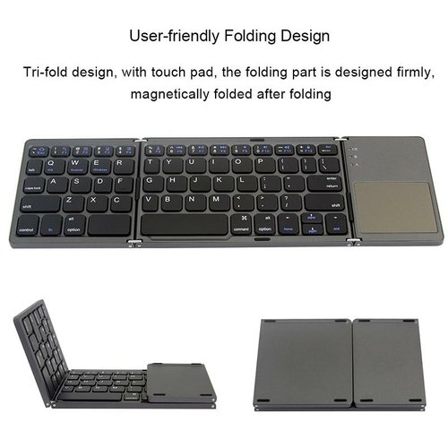 Portable Triple Folding Bluetooth Keyboard Wireless Mini Foldable - Image 3